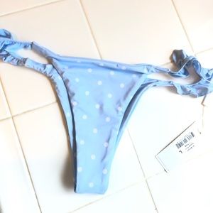 frankies light blue polka dot bikini bottoms new